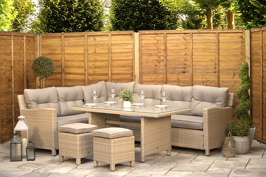 Rattan corner dining garden furniture 2025